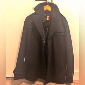 HUGO BOSS ( BOSS ORANGE) Classic Vintage double layered Black Peacoat